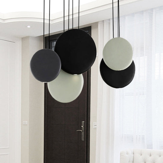 Modern Black And White Pendant Lights With Round Resin Shade