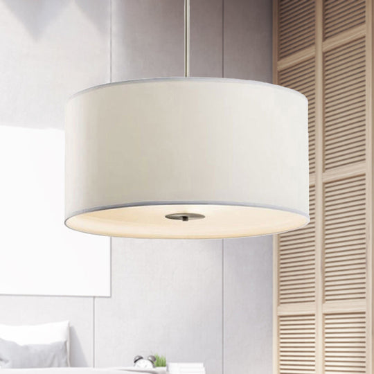 Contemporary Fabric White Led Hanging Pendant Lamp - 16/19.5/23.5 Diameter / 19.5