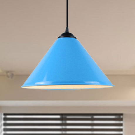 Modern Metal Cone Hanging Light - 1 Pink/Yellow/Green Pendant 12/14/16 Diameter
