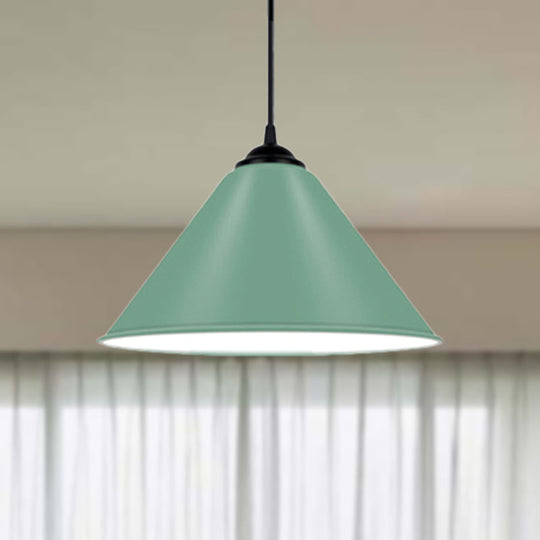 Modern Metal Cone Hanging Light 1-Light Pink/Yellow/Green Pendant 12’/14’/16’ Dia