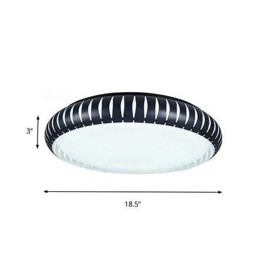 Simple Metal Led Ceiling Flush Mount Light White/Black With Hollow Shade For Living Room 18.5/22.5