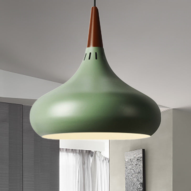 8/11/12W Teardrop Pendant Light Nordic Metal Black/White/Pink Hanging Green / 8