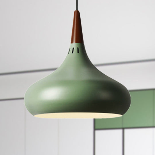 8/11/12W Teardrop Pendant Light Nordic Metal Black/White/Pink Hanging