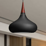 8/11/12W Teardrop Pendant Light Nordic Metal Black/White/Pink Hanging Black / 8