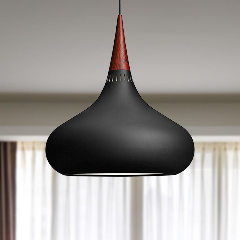 8/11/12W Teardrop Pendant Light Nordic Metal Black/White/Pink Hanging