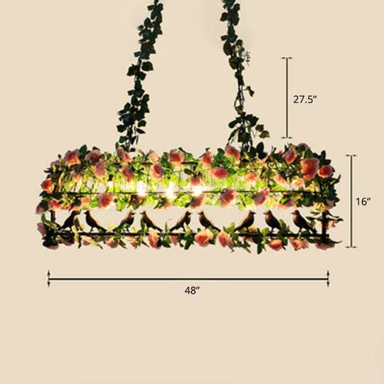 Metal Botanic Hanging Chandelier For Industrial Restaurant Lighting Green-Pink