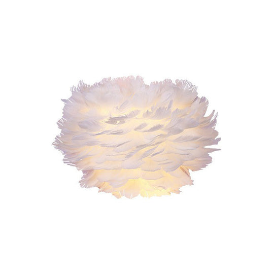 White Floral Wall Mount Light - Minimalist Feather Sconce For Bedroom