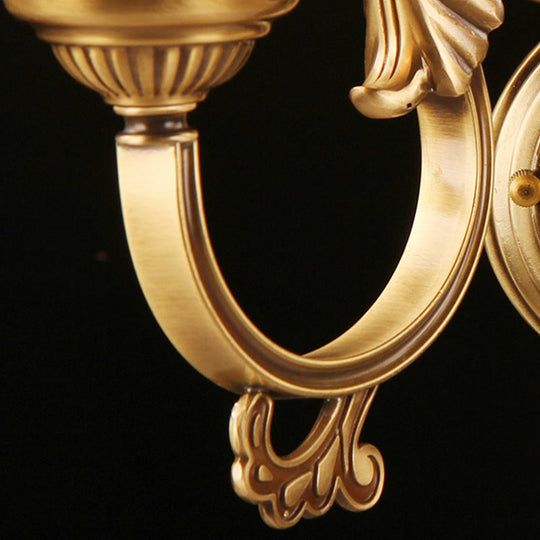 Bronze Floral Wall Sconce With Frosted White Glass - Single Bulb Light For Aisle Traditional Design