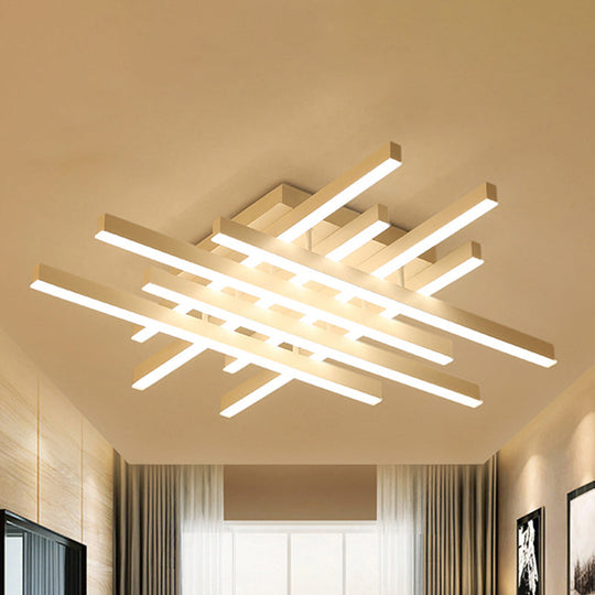 Modern Led Flushmount Lighting For Living Room - 31’/39’ Wide Traverse Acrylic Shade Lamp In