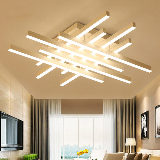 Modern Led Flushmount Lighting For Living Room - 31’/39’ Wide Traverse Acrylic Shade Lamp In
