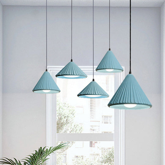 Modern Cement Cone Pendant Lamp - Stylish Light Fixture For Office Kitchen Blue / 4