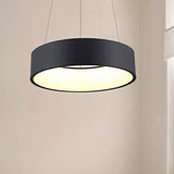 Minimalist Metal Ring Ceiling Light - 18/23.5/31.5 Dia White/Gray/Black Integrated Led Pendant