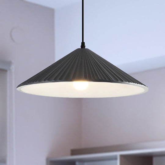 Modern Hat Ceiling Pendant Light Resin 1 Light 8’’/12.5’’/16’’ Dia Grey/White/Black Grey / 8’’