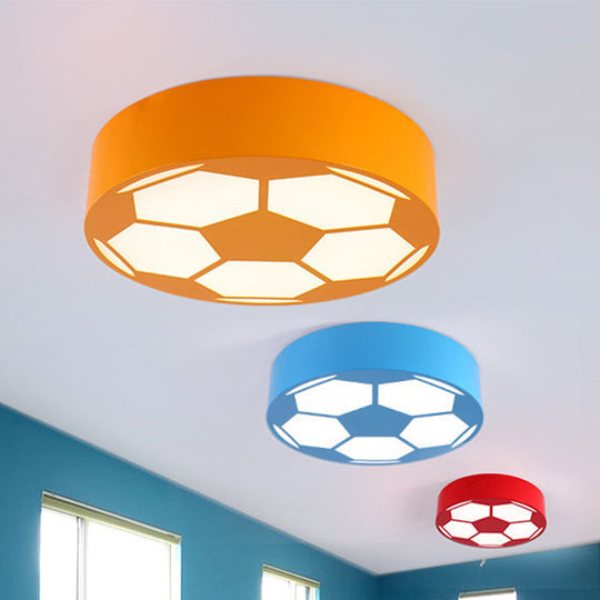 Kids Bedroom Acrylic Flat Football Ceiling Mount Light - Sports Theme Lamp