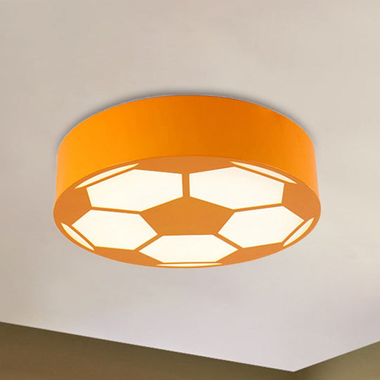 Kids Bedroom Acrylic Flat Football Ceiling Mount Light - Sports Theme Lamp Yellow / 18 White