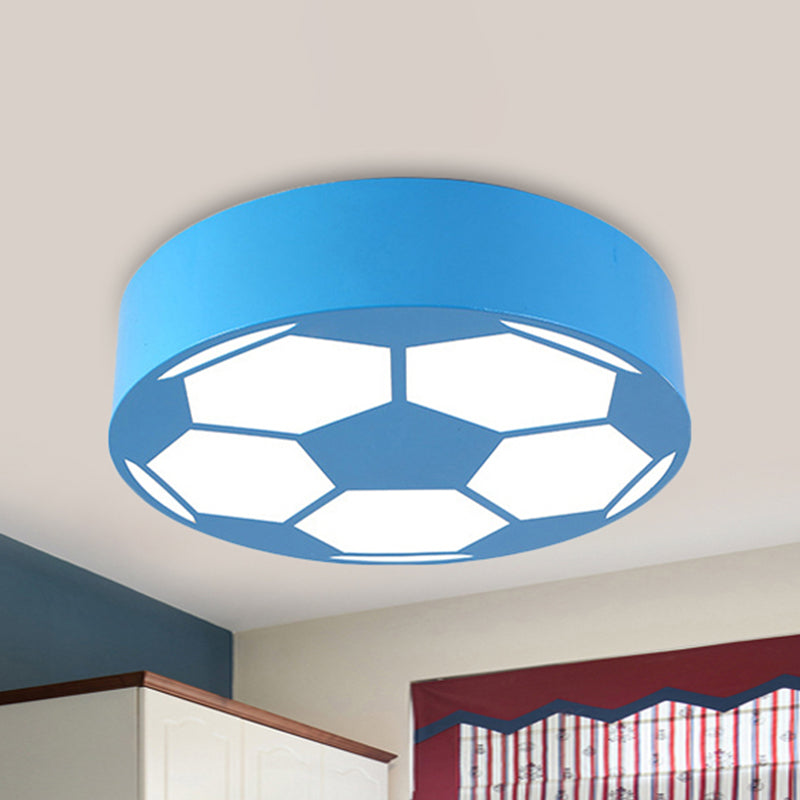 Kids Bedroom Acrylic Flat Football Ceiling Mount Light - Sports Theme Lamp