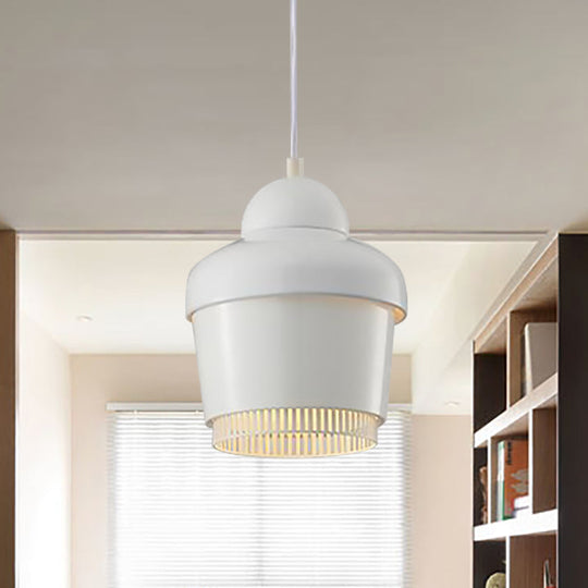 Modern Black And White Jar Pendant Light With Chrome Accents