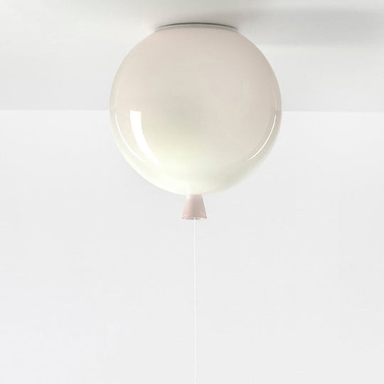 Kids Balloon Plastic Ceiling Light With Semi Mount And 1 - Light Fixture White