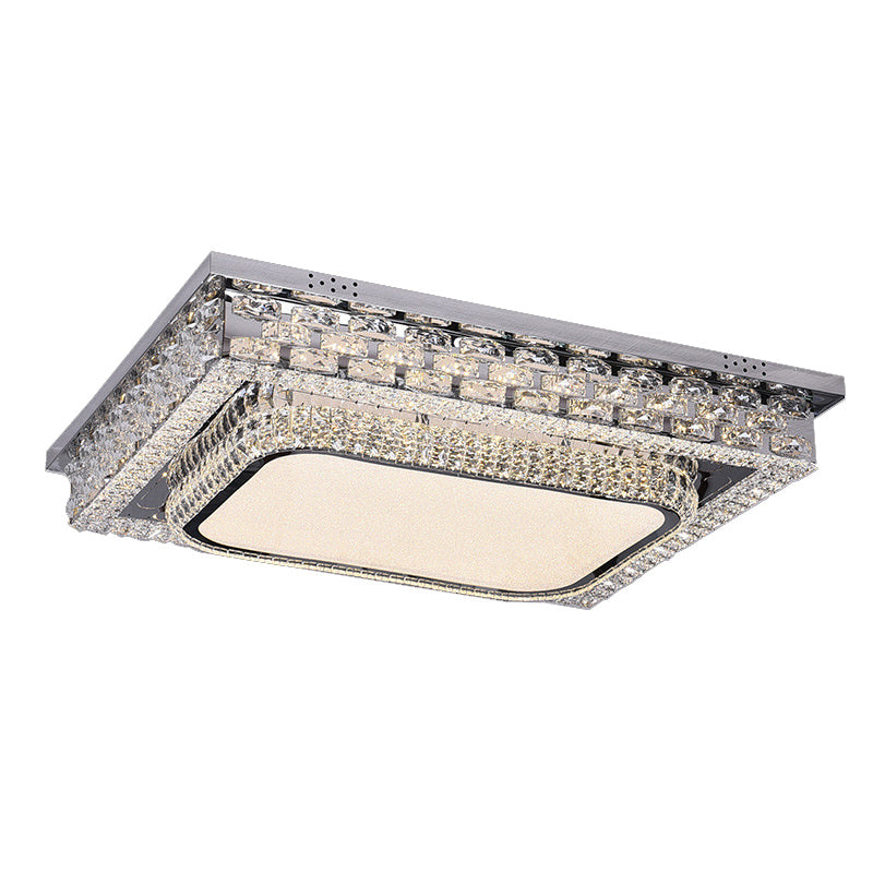 Modern Beveled Crystal Clear Led Ceiling Flushmount For Bedroom