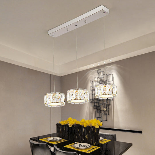 Minimalist Clear K9 Crystal Led Multi Pendant Ceiling Light For Round Dining Room 3 /