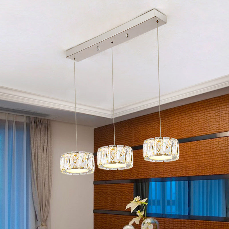 Minimalist Led Crystal Pendant Ceiling Light For Dining Room - Round Beveled Cut K9 Clear