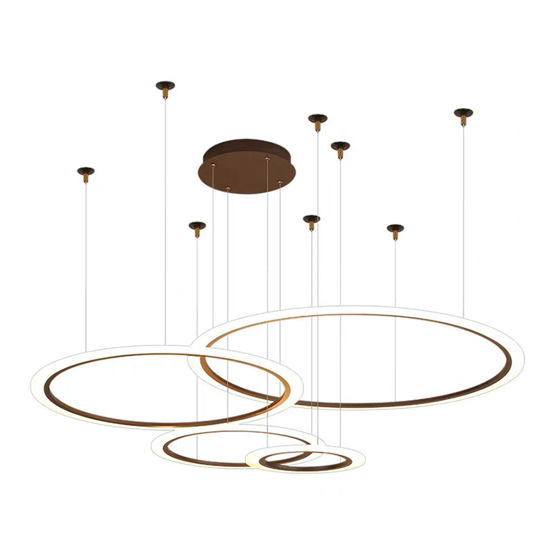 Led Acrylic Chandelier - Modern Multi-Circle Suspension Lamp For Living Room Ceiling