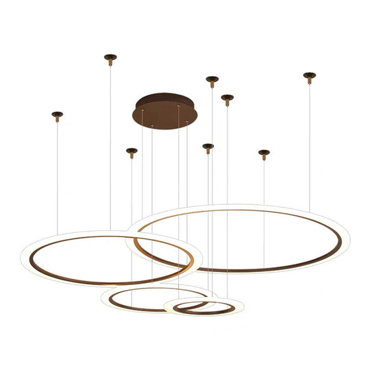 Led Acrylic Chandelier - Modern Multi-Circle Suspension Lamp For Living Room Ceiling