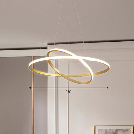 Aluminum Led Ring Chandelier - Perfect For Restaurant Lighting Gold / 2 Tiers 16