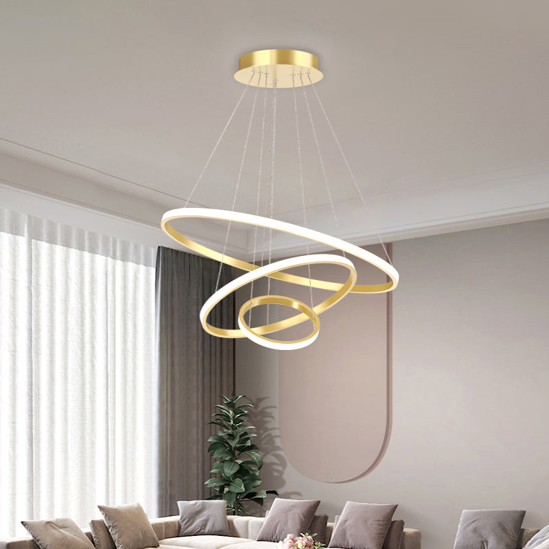 Aluminum Led Ring Chandelier - Perfect For Restaurant Lighting Gold / 3 Tiers 23.5