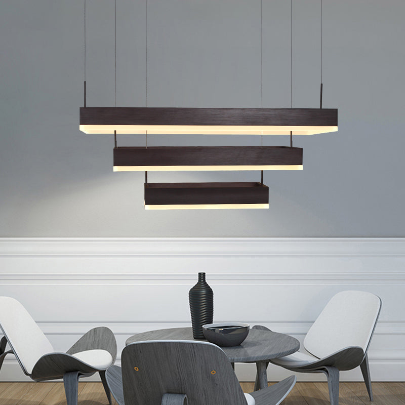 Modern Aluminum Led Coffee 3-Tier Chandelier: Perfect For Dining Room Lighting