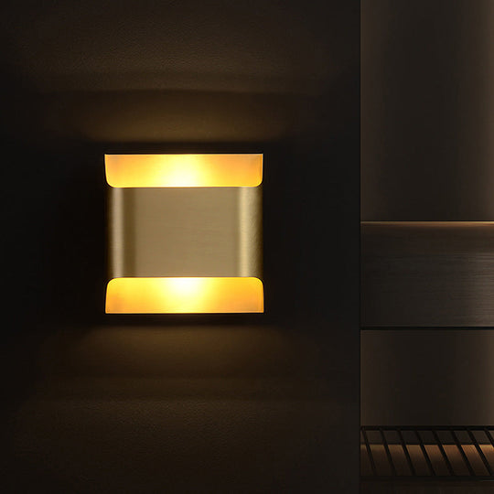 Golden Flush Wall Sconce - Modern Metal Light For Stairs