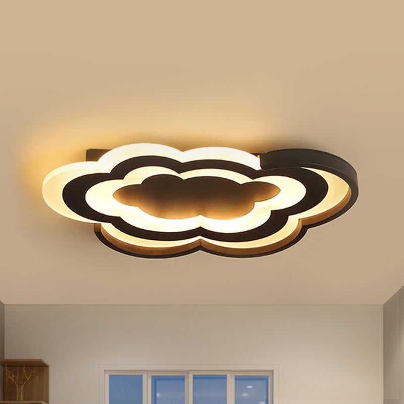 Cloud Kindergarten Led Flushmount Light With Eye-Caring Acrylic Cover Black / 16’ White