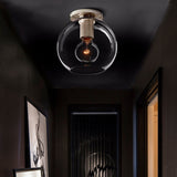 Modern Clear Glass Flush Mount Ceiling Light Fixture For Living Room In 3 Finishes Chrome