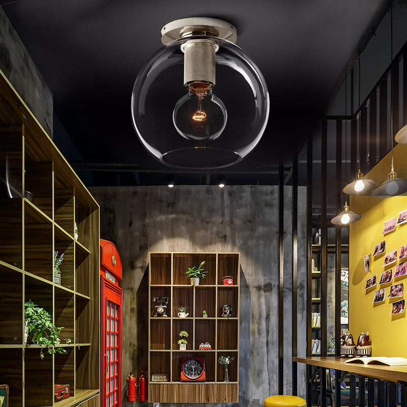 Modern Clear Glass Flush Mount Ceiling Light Fixture For Living Room In 3 Finishes