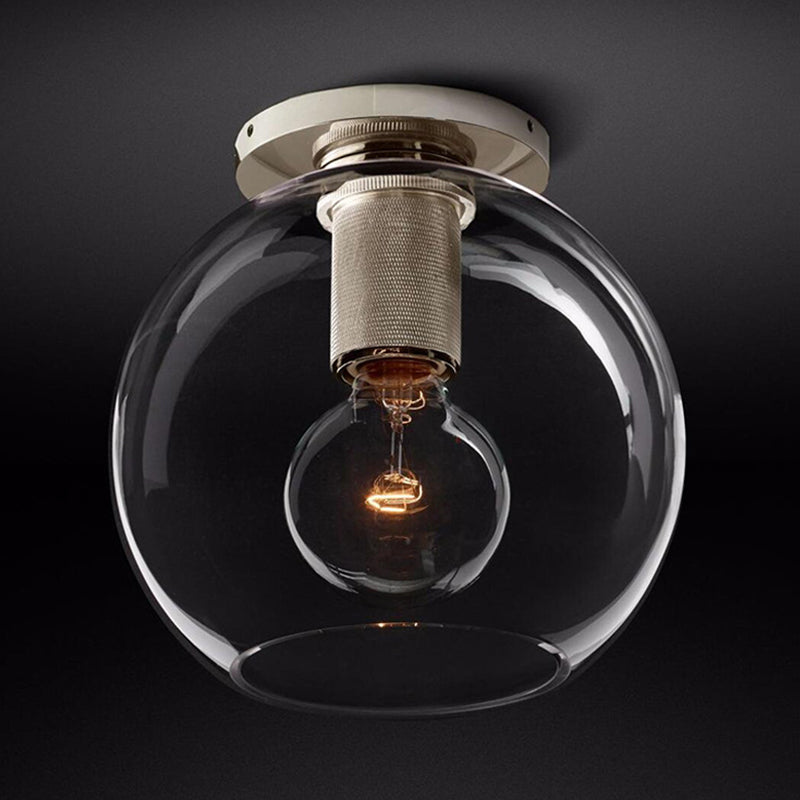 Modern Clear Glass Flush Mount Ceiling Light Fixture For Living Room In 3 Finishes