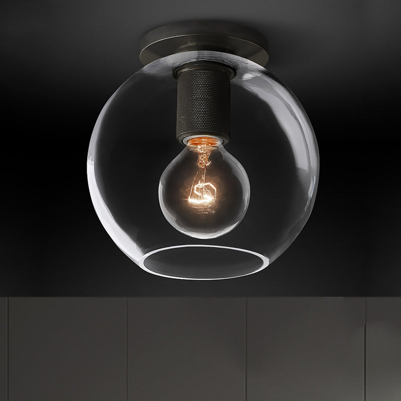 Modern Clear Glass Flush Mount Ceiling Light Fixture For Living Room In 3 Finishes