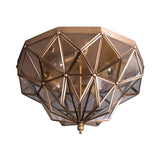 Geometric Black/Brass Glass Ceiling Light Fixture With 4 Bulbs For Bathroom