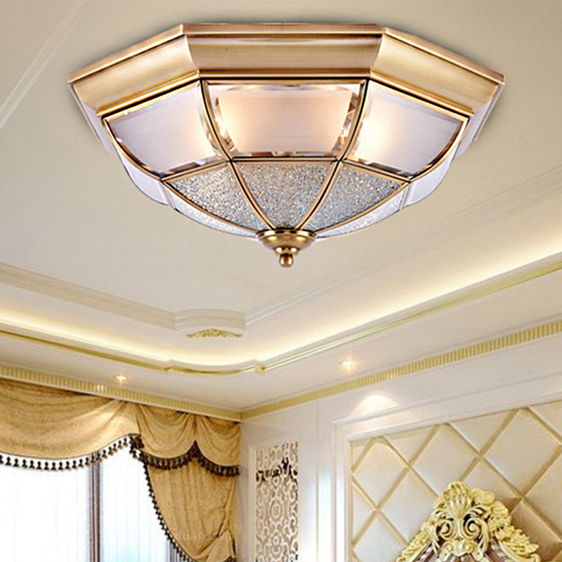 Traditional Water Glass Brass Cone Flush Mount Ceiling Light Fixture - 6/8/10 Bulbs Hallway Décor