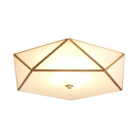 Modern Geometric Glass Flush Mount Chandelier - 3 Heads Ceiling Light Fixture For Living Room