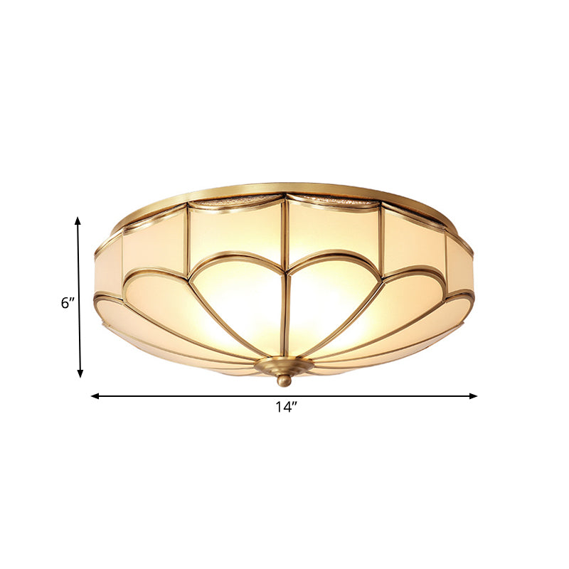 Traditional Opal Glass Dome Flush Mount Chandelier - 14’/18’ Wide 3/4 Bulbs Brass Ceiling