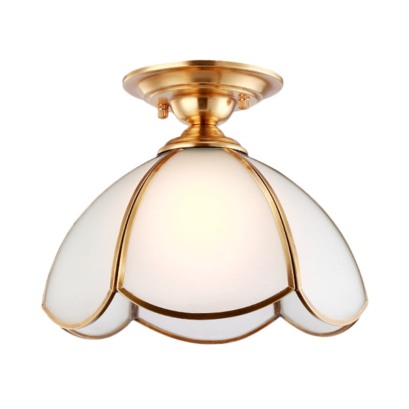 Opal Glass Brass Dome Ceiling Light Fixture – Perfect For Bedrooms