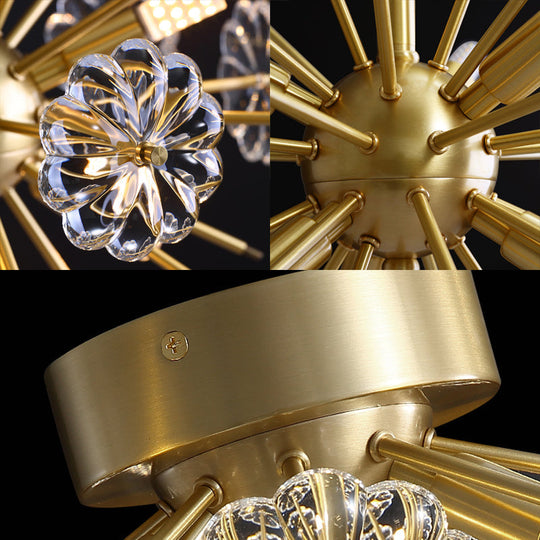 Tradition Clear Glass Brass Flush Mount Ceiling Light Fixture For Bedroom - 3 Bulb 12.5’/19’ Wide