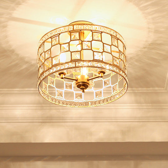 Semi Flush Traditional Clear Glass Ceiling Mounted Light With 3 Bulbs - Silver/Gold Finish Ideal