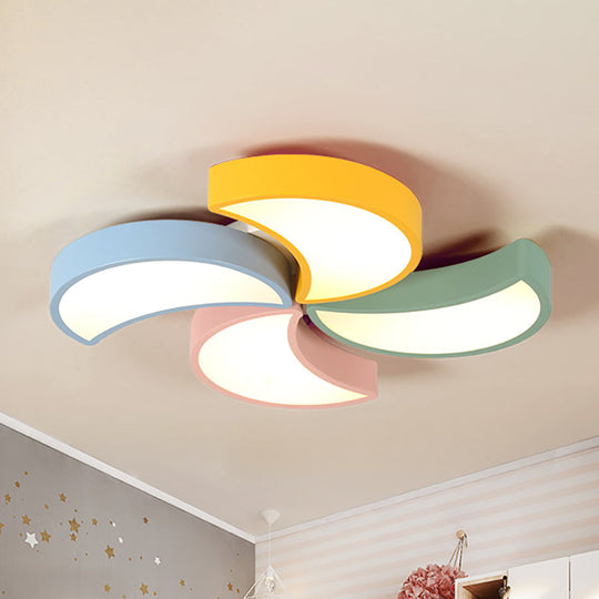 Crescent Shape Art Deco Ceiling Light Fixture: Acrylic Multi Color Flush Mount For Nursing Room
