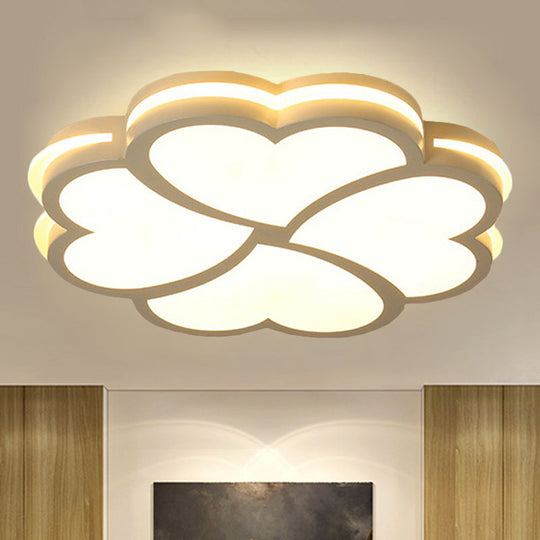 Blossom Kindergarten Led Flush Mount Ceiling Light In Modern Acrylic - White / 16 Warm