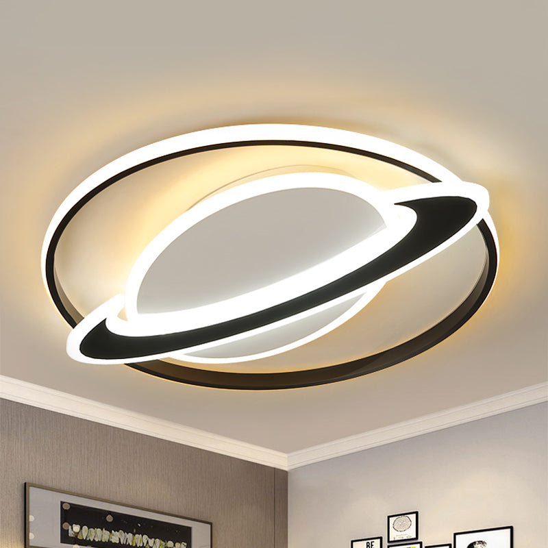 Contemporary Planet Ceiling Light: Stylish Acrylic Flush Mount For Bedrooms Black / White
