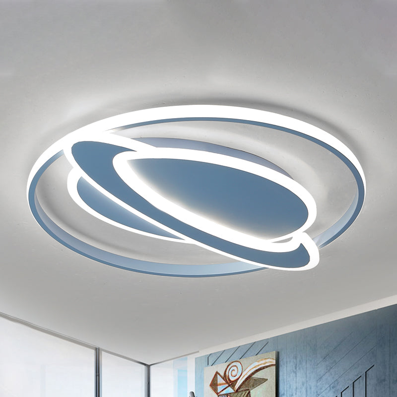 Contemporary Planet Ceiling Light: Stylish Acrylic Flush Mount For Bedrooms Blue / White