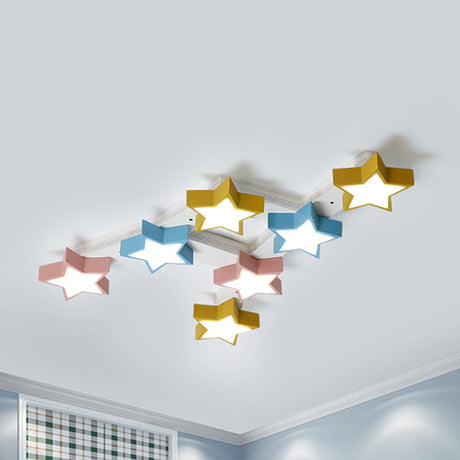 Starry Child Bedroom Ceiling Lamp - Multi-Color Acrylic Flush Light (7 Head Macron Style)