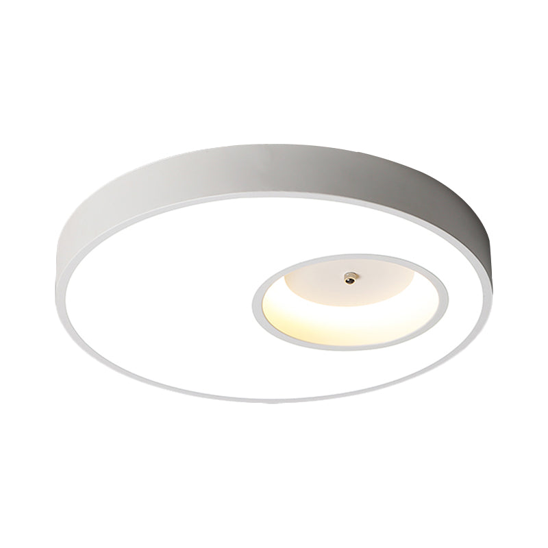 Contemporary Black/White Round Ceiling Flush Light 18’/23.5’ Wide - Led Acrylic Lighting For