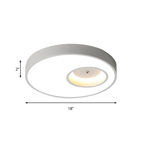 Contemporary Black/White Round Ceiling Flush Light 18/23.5 Wide - Led Acrylic Lighting For